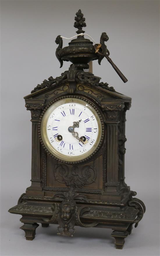 A 19th century French bronze mantel clock